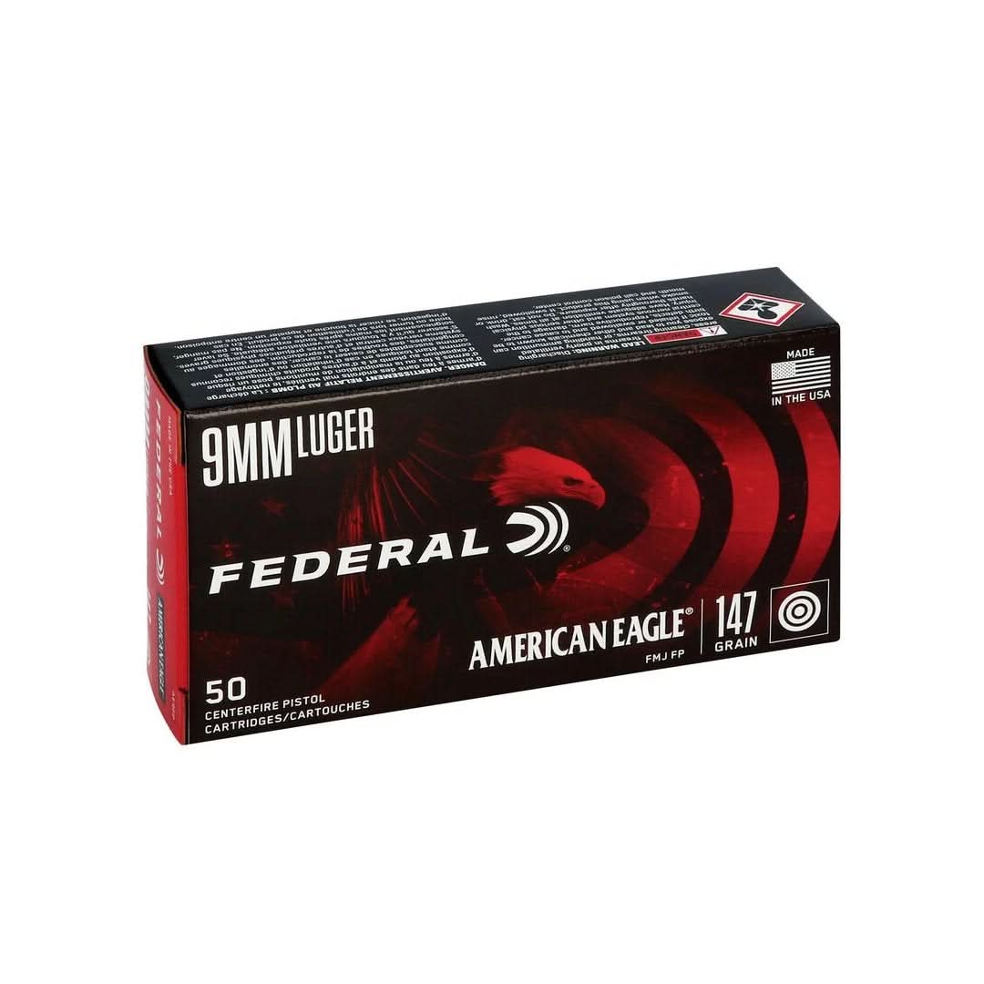 Munição Federal 9mm147gr FMJ American Eagle 147GR (50un)